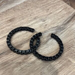 All Saints Heavy Black Chainlink Hoop Earrings